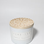 Limoncello 12 oz scented candle White Vessel with Carved Moons lid