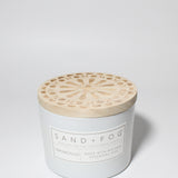Limoncello 12 oz scented candle White Vessel with Carved Moons lid