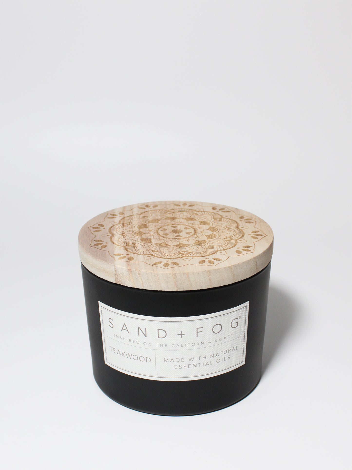 Teakwood Black vessel with Carved lid