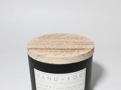 Cedar Lavender 12 oz scented candle Black vessel with Carved Wood lid
