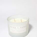 Sand + Paws Tropical Citrus 12 oz scented candle White vessel with Terrier painted lid