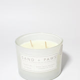 Sand + Paws Tropical Citrus 12 oz scented candle White vessel with Terrier painted lid