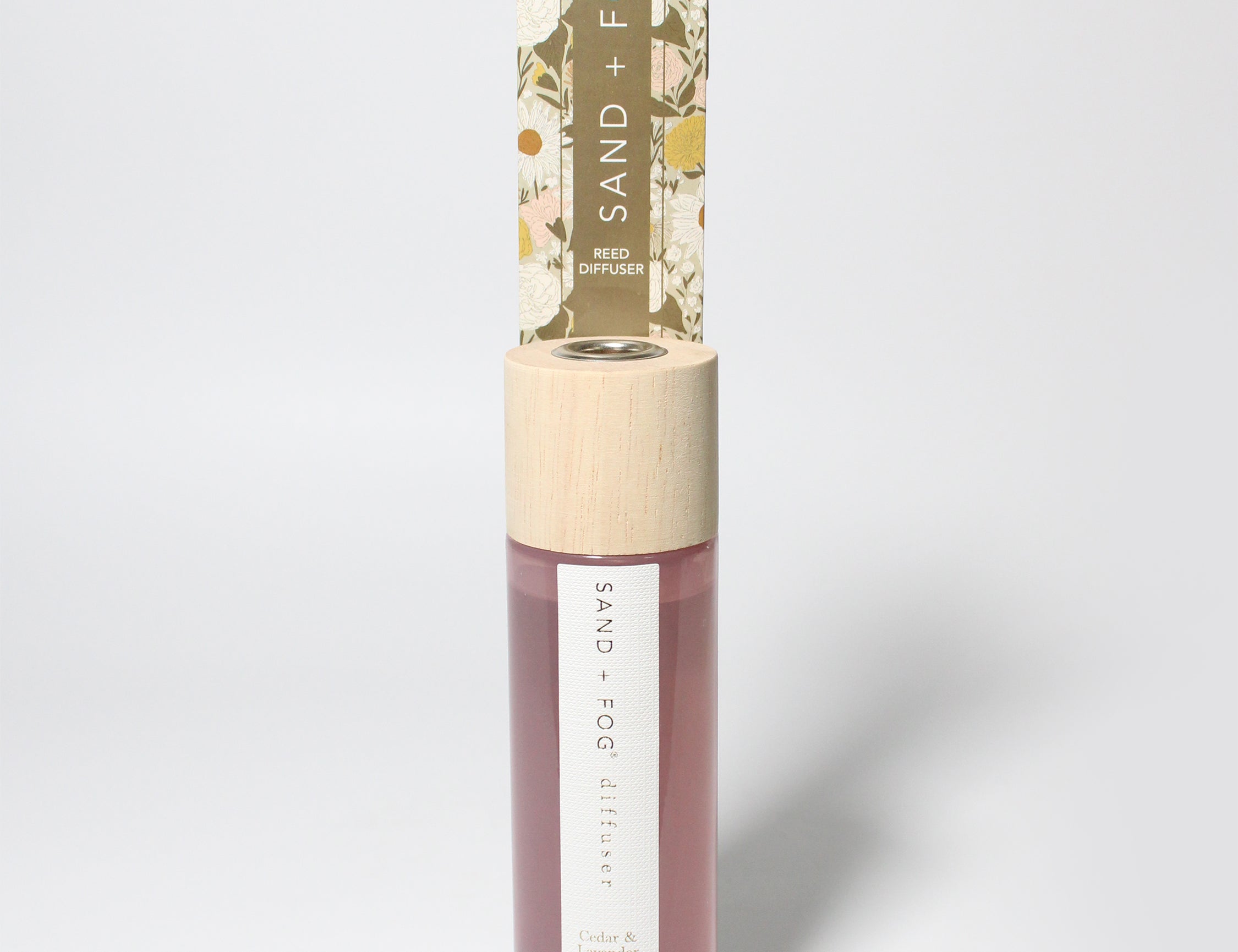 Cedar Lavender reed diffuser Blush Glass with Wood Top