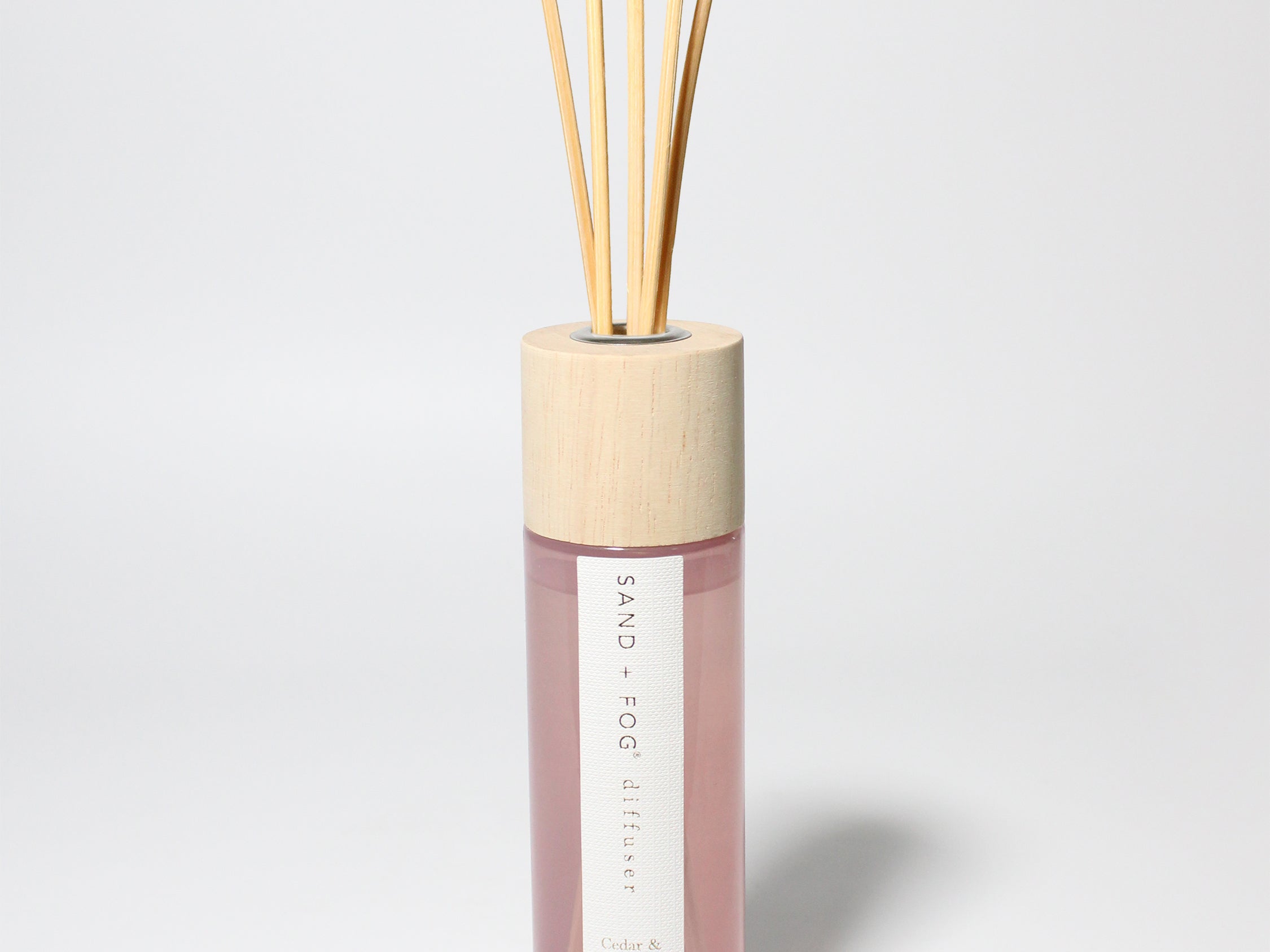 Cedar Lavender reed diffuser Blush Glass with Wood Top