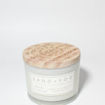 Mango Tangerine 12 oz scented candle White vessel with Mandala carved lid