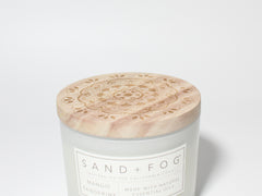 Mango Tangerine 12 oz scented candle White vessel with Mandala carved lid