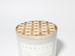 Clean Waves 12 oz scented candle White Vessel with Wood Carved Lid