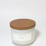 Chai 12 oz scented candle White vessel with Wood Lid