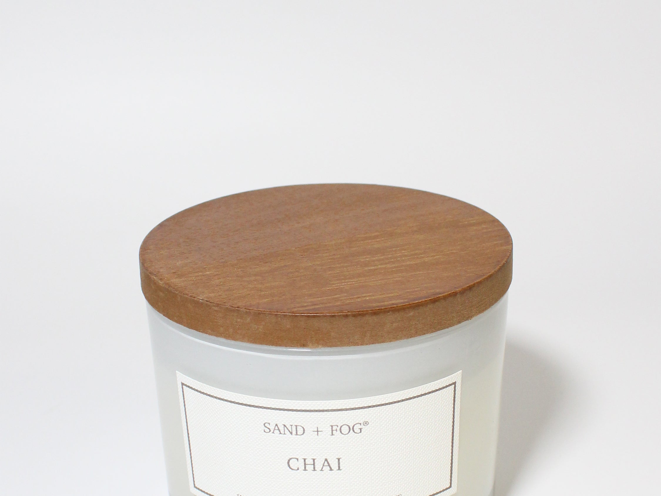 Chai 12 oz scented candle White vessel with Wood Lid