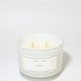 Chai 12 oz scented candle White vessel with Wood Lid