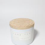California Beach House 12 oz scented candle White vessel with Carved Mandala lid