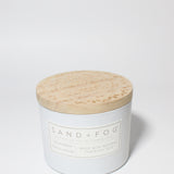 California Beach House 12 oz scented candle White vessel with Carved Mandala lid