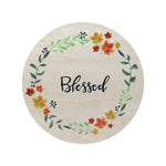 Cinnamon Vanilla 21 oz scented candle Sage vessel with Painted Blessed Wreath lid