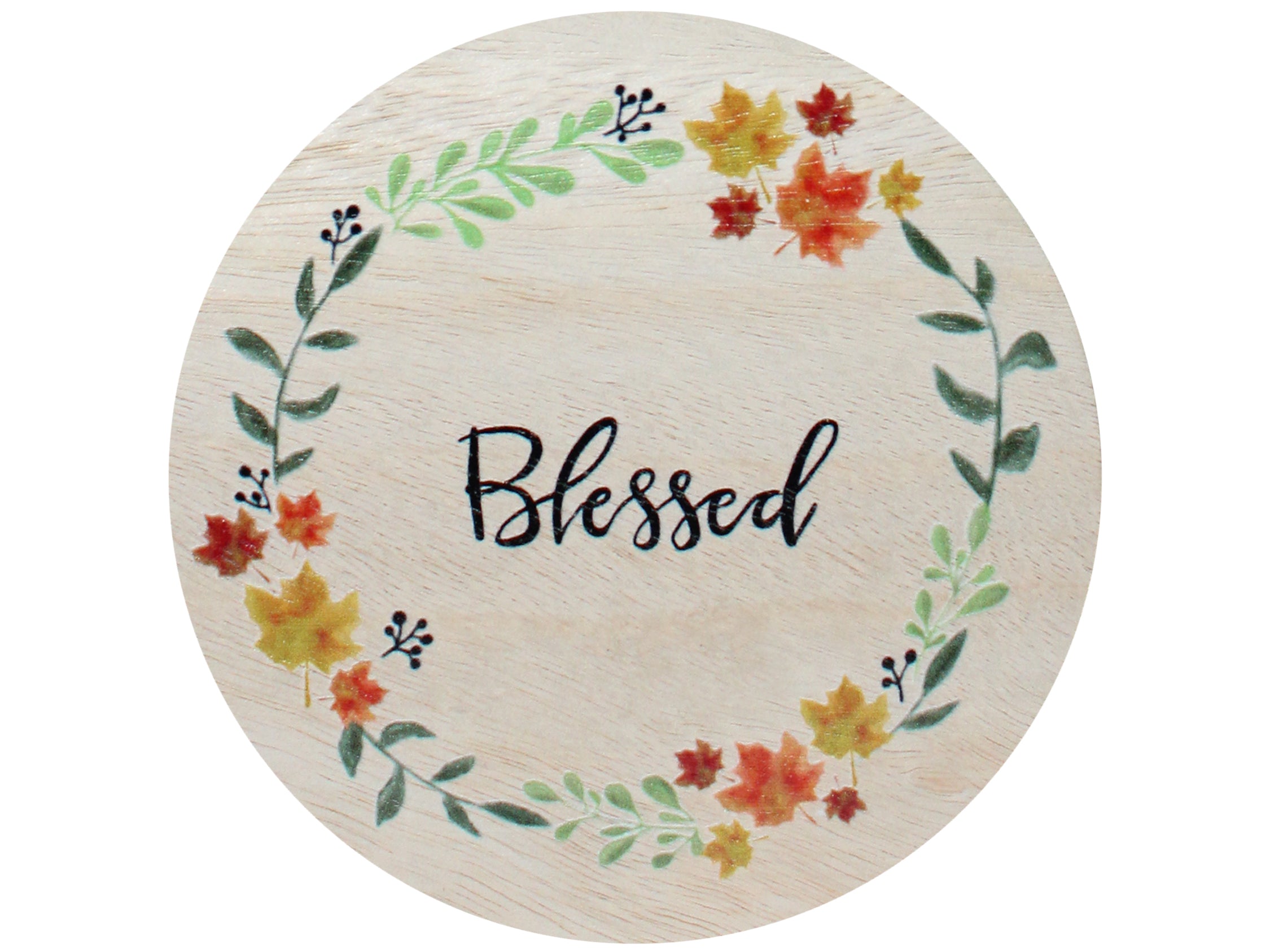 Cinnamon Vanilla 21 oz scented candle Sage vessel with Painted Blessed Wreath lid