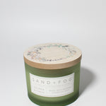 Golden Nutmeg 12 oz scented candle Sage vessel with Painted Wreath lid
