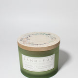 Golden Nutmeg 12 oz scented candle Sage vessel with Painted Wreath lid