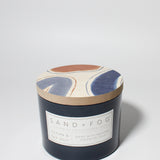 Ocean & Sea Salt 12 oz scented candle Ink vessel with Painted Abstract lid