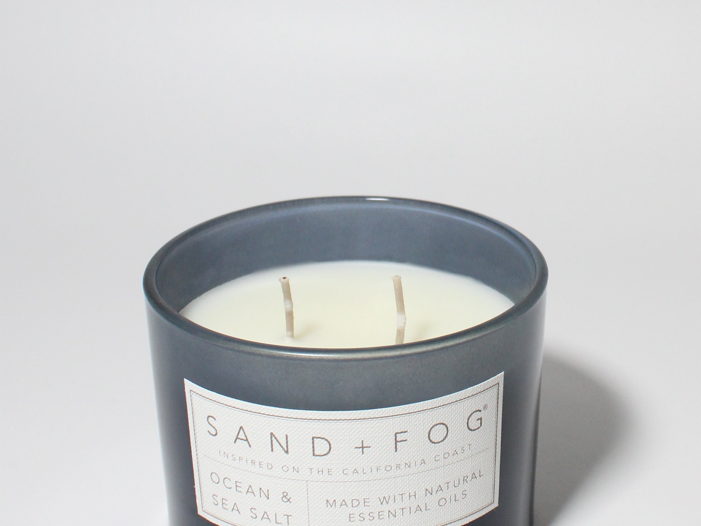Ocean & Sea Salt 12 oz scented candle Ink vessel with Painted Abstract lid