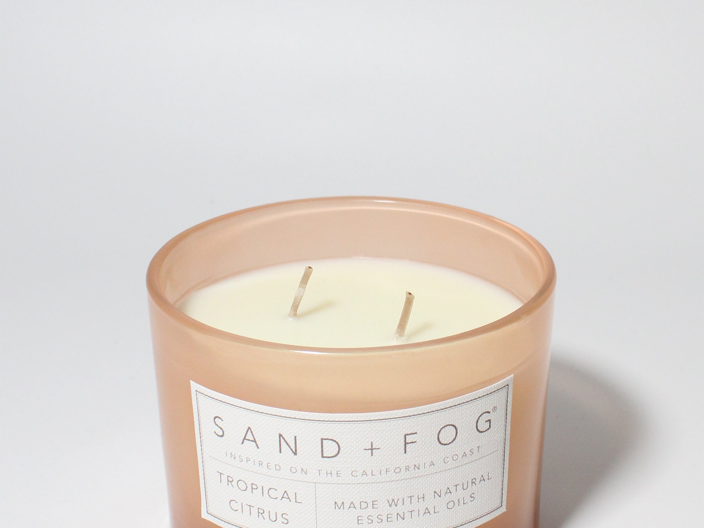 Tropical Citrus 12 oz scented candle Apricot vessel with Painted Floral lid