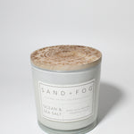 Ocean & Sea Salt 21 oz scented candle White vessel with Mandala carved top