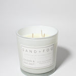 Ocean & Sea Salt 21 oz scented candle White vessel with Mandala carved top