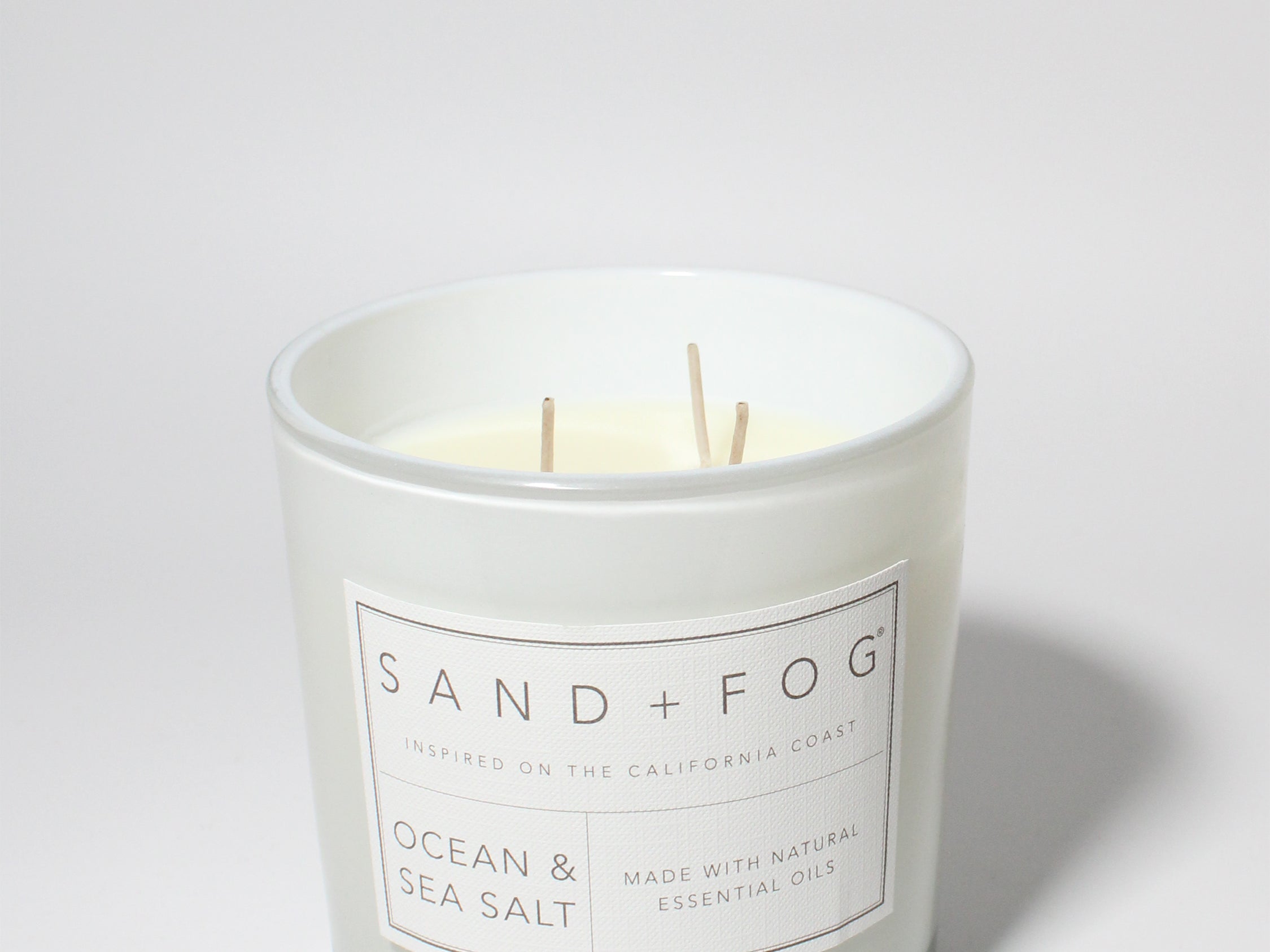 Ocean & Sea Salt 21 oz scented candle White vessel with Mandala carved top