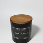 Cedar Lavender 21 oz scented candle Black vessel with Wood lid