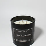 Cedar Lavender 21 oz scented candle Black vessel with Wood lid