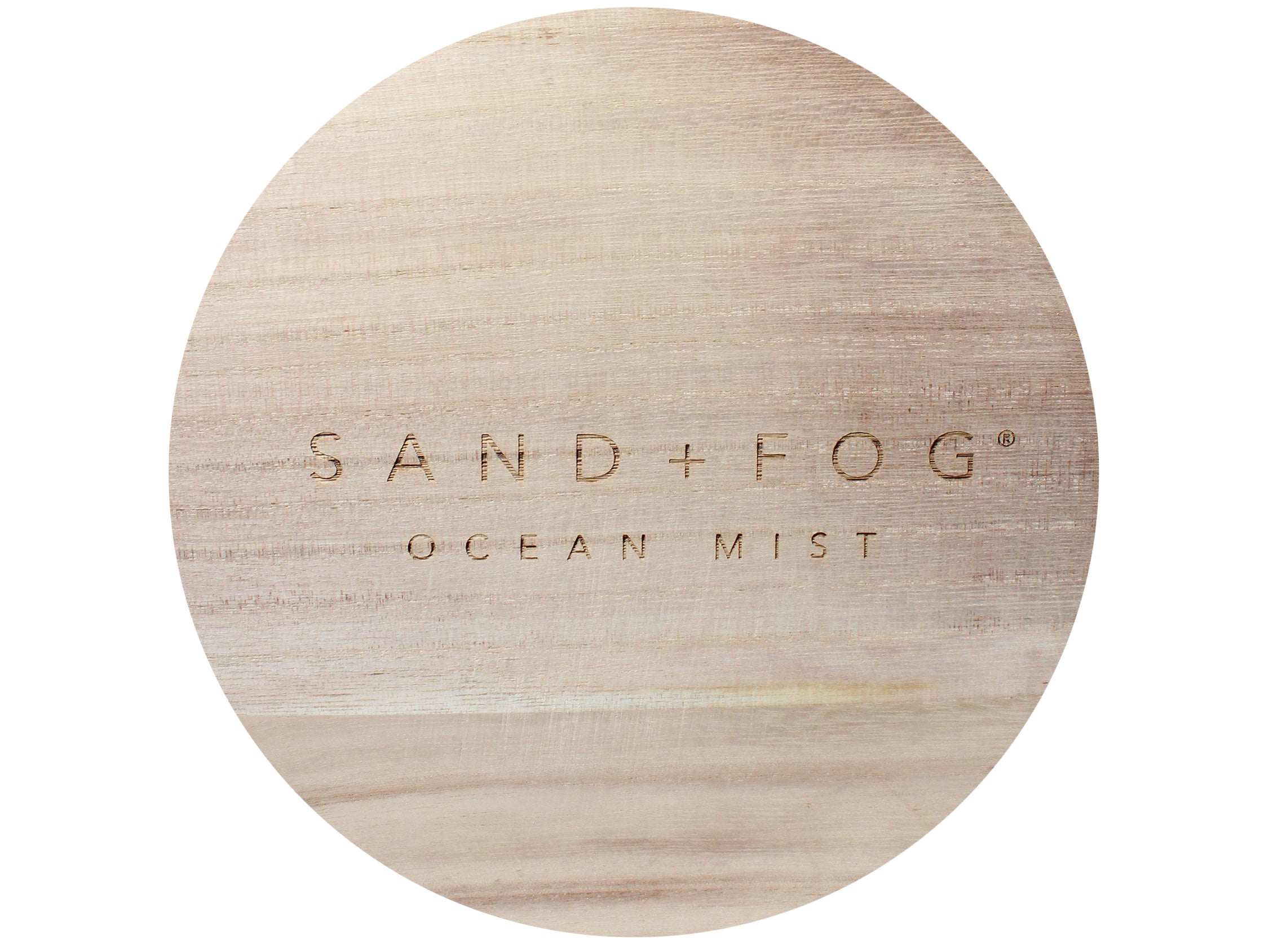 Ocean Mist 34 oz scented candle White vessel with Sand+Fog wood lid