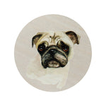 Sand + Paws Vanilla Sandalwood 12 oz scented candle Black vessel with Painted Pug Lid