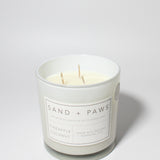 Sand + Paws Pineapple Coconut 21 oz scented candle White vessel with Multi-Breed carved wood lid