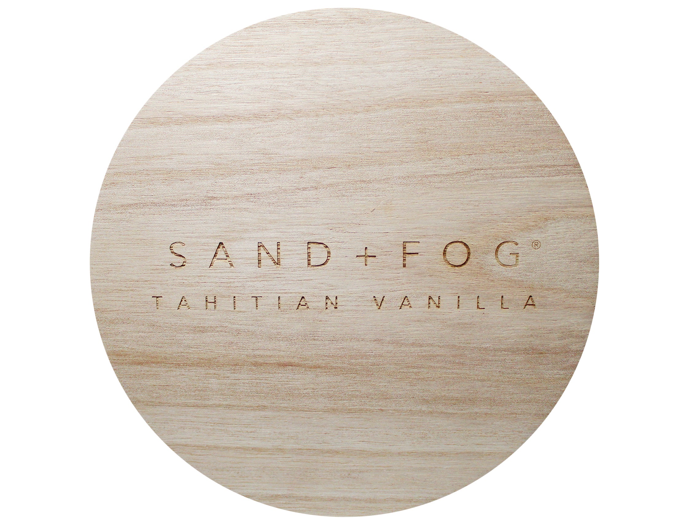 Wood lid "Sand + Fog Tahitian Vanilla" carved