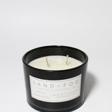 Vanilla Sandalwood 12 oz scented candle Black vessel with Carved wood lid