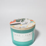 Sand + Paws Ocean & Sea Salt 12 oz scented candle Fiji vessel with Painted Labrador lid
