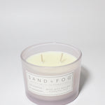 Eucalyptus & Lavender 12 oz scented candle Light purple vessel with "relax" carved lid