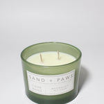 Sand + Paws Clean Waves 12 oz scented candle Kale vessel with Golden Doodle painted lid