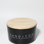Teakwood 23 oz scented candle Black vessel with S+F wood lid