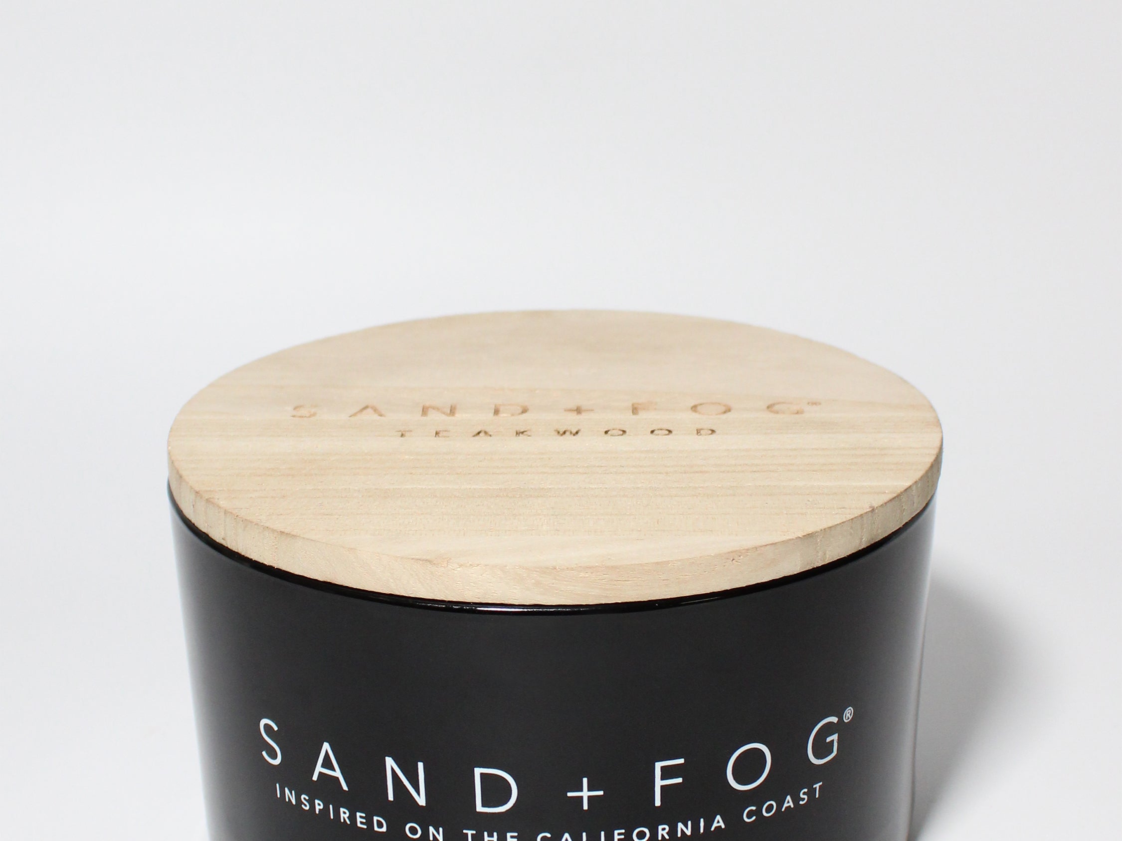 Teakwood 23 oz scented candle Black vessel with S+F wood lid