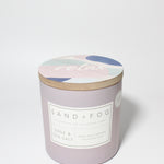 Sage & Sea Salt 25 oz scented candle Lilac vessel with Relax painted lid