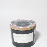 Sand + Paws Passion Tea 12 oz scented candle Tornado vessel with Black Dog Lid