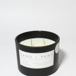 Sand + Paws Cedar Lavender 12 oz scented candle Black vessel with painted Daschund "Long Day?" lid