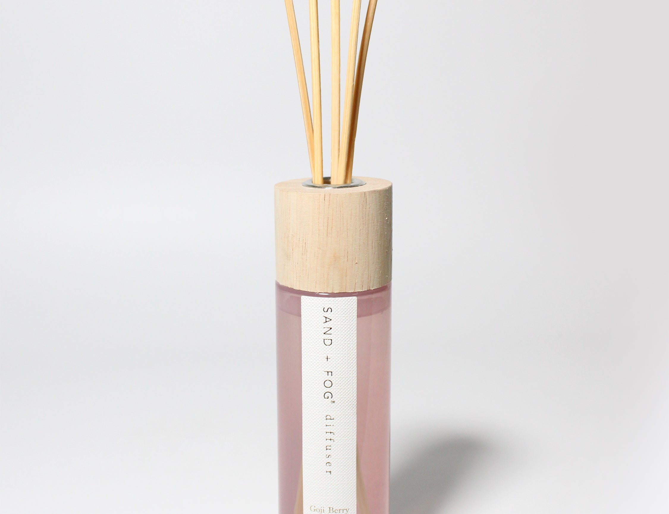 Goji Berry reed diffuser Pink Glass with Wood top