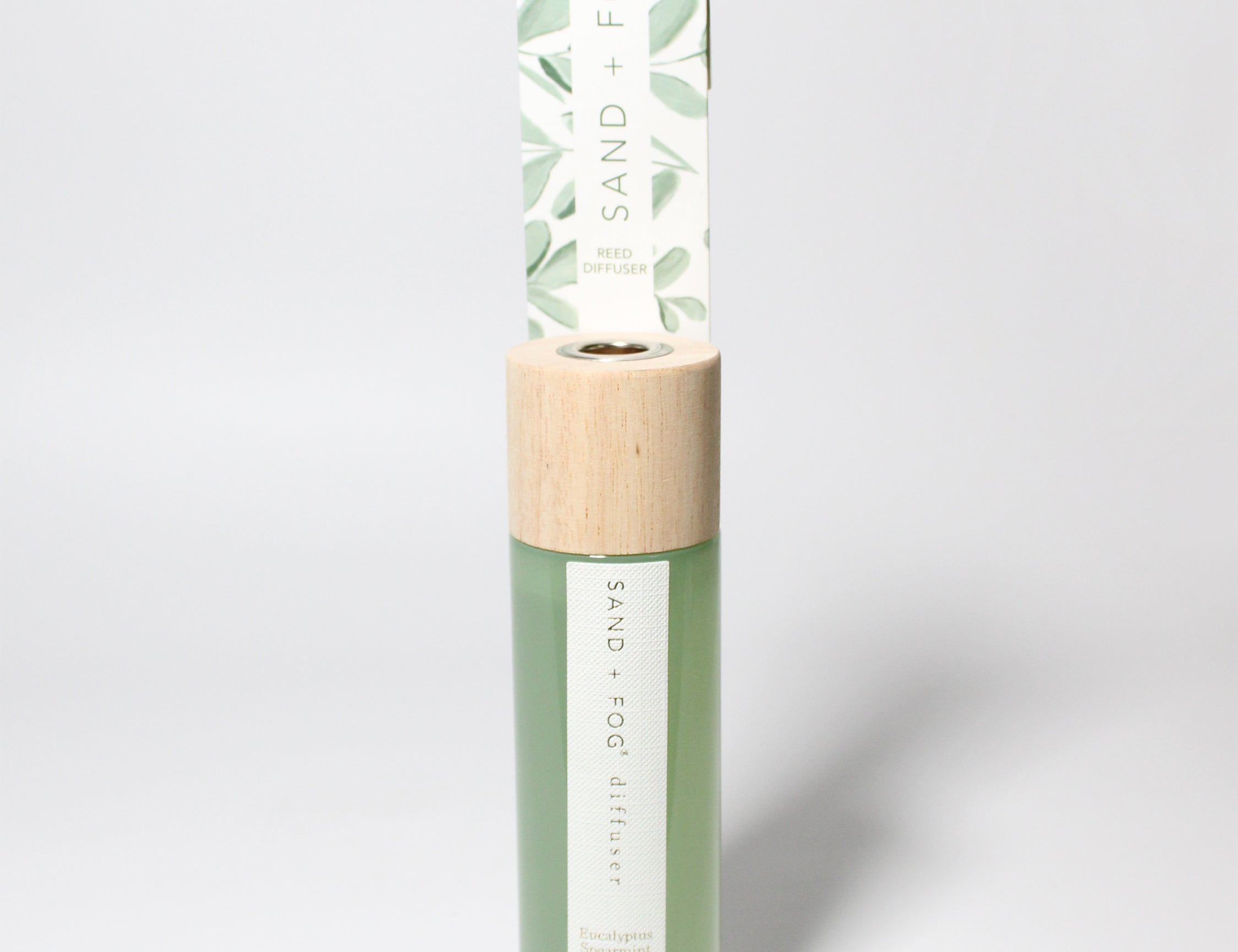 Eucalyptus Spearmint reed diffuser Dusty Sage Glass with Wood top