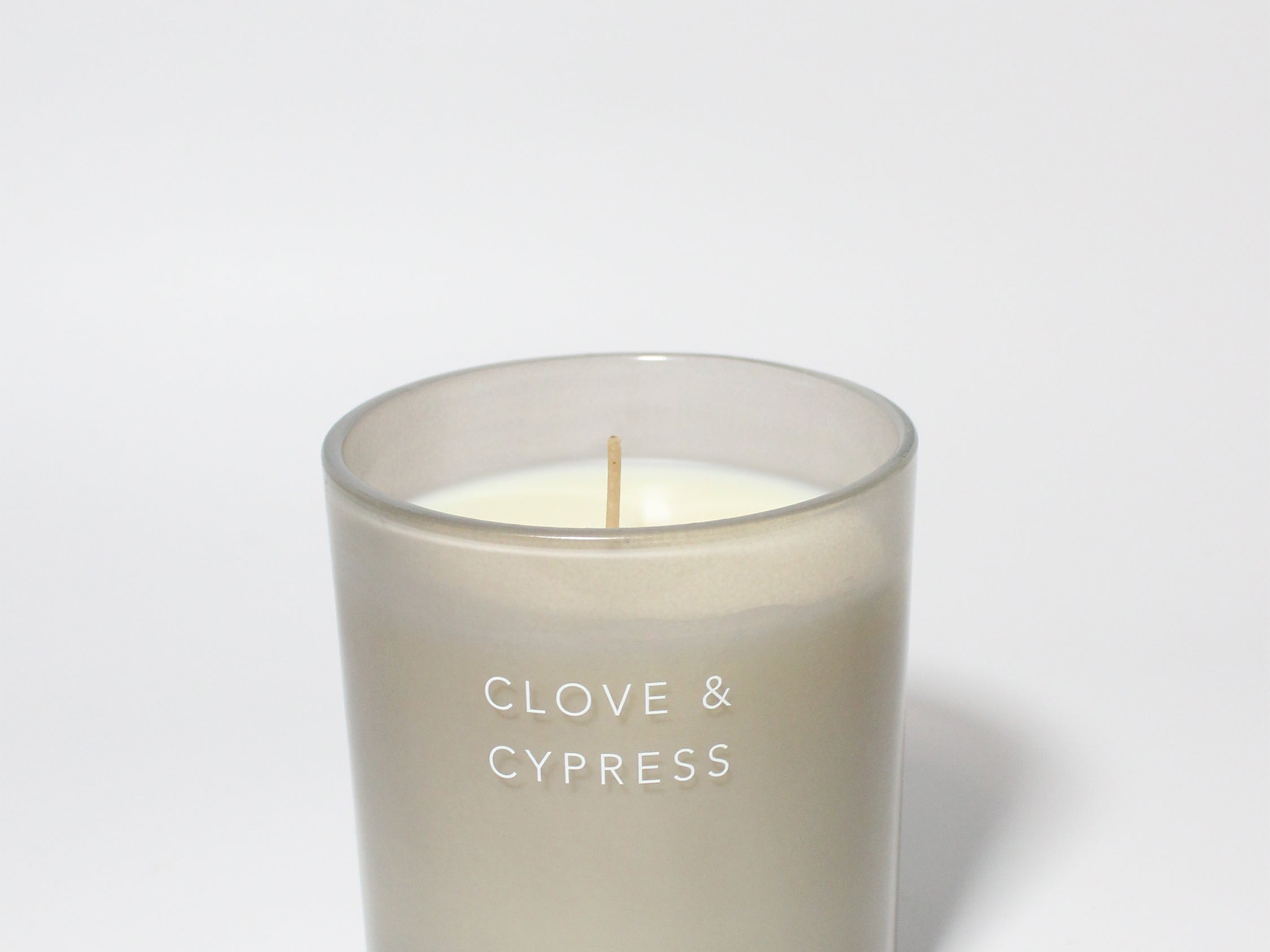 Clove & Cypress 12 oz scented candle Gray Vessel with black metal lid