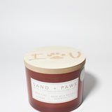 Sand + Paws Tropical Citrus 12 oz scented candle Terra Cotta vessel with I PAW YOU carved lid