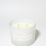 Clean Waves 12 oz scented candle White Vessel with Wood Carved Lid