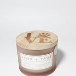 Sand + Paws Ocean & Sea Salt 12 oz scented candle White Vessel with Carved LOVE Lid