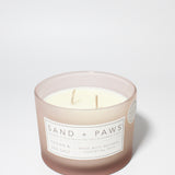 Sand + Paws Ocean & Sea Salt 12 oz scented candle White Vessel with Carved LOVE Lid