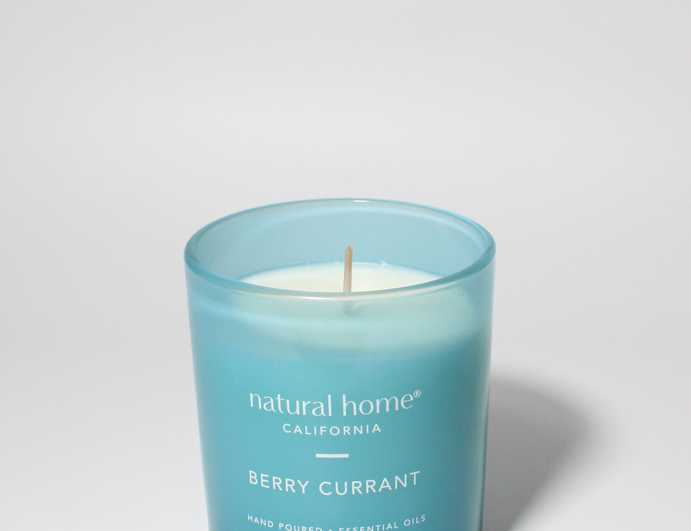 Berry Currant Natural Home 11.5 oz scented candle Aqua vessel with solid metal lid