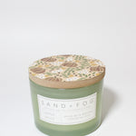 Apple Spice 12 oz scented candle Sage vessel with Pumpkin painted lid